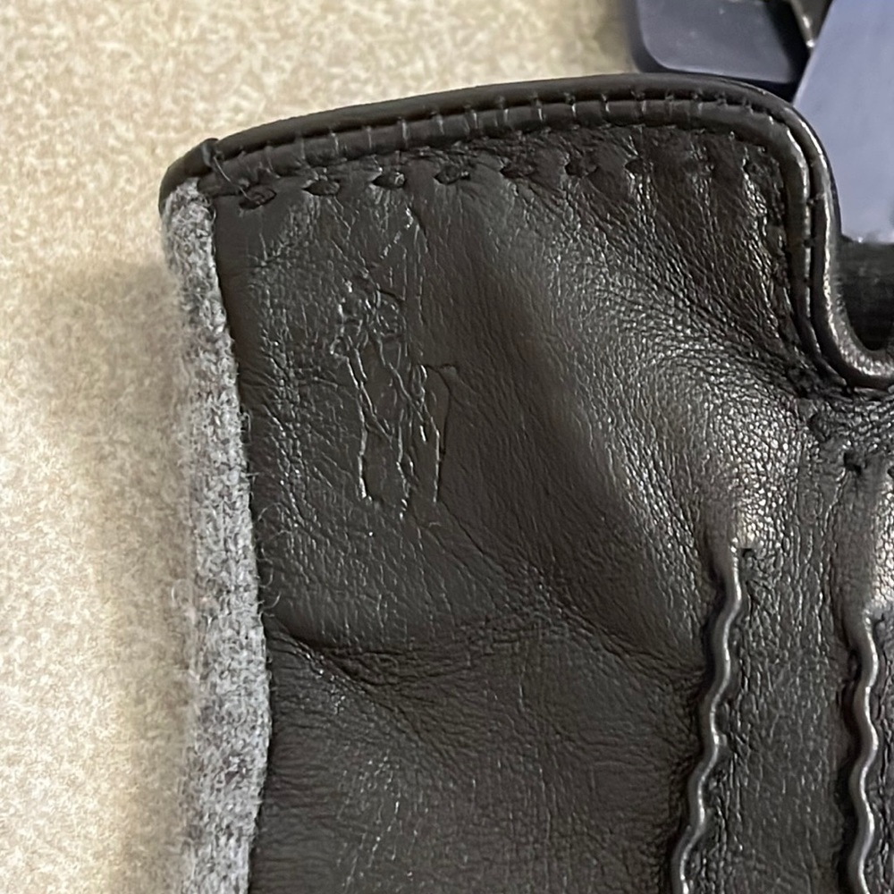 Polo Ralph Lauren Gloves Leather Wool fleece touch screen Winter Mens XL - Picture 4 of 12